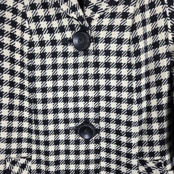 VTG 1960s Peerless 100% Wool Coat Black White Check Houndstooth Mod Midi Medium - Picture 3 of 15